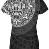 Playera Dama Manga Corta Calendario Prehispánico Negro - Imagen 2