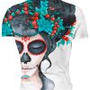 Playera Caballero Manga Corta Catrina Blanca Frutos Rojos A0002 - Imagen 2