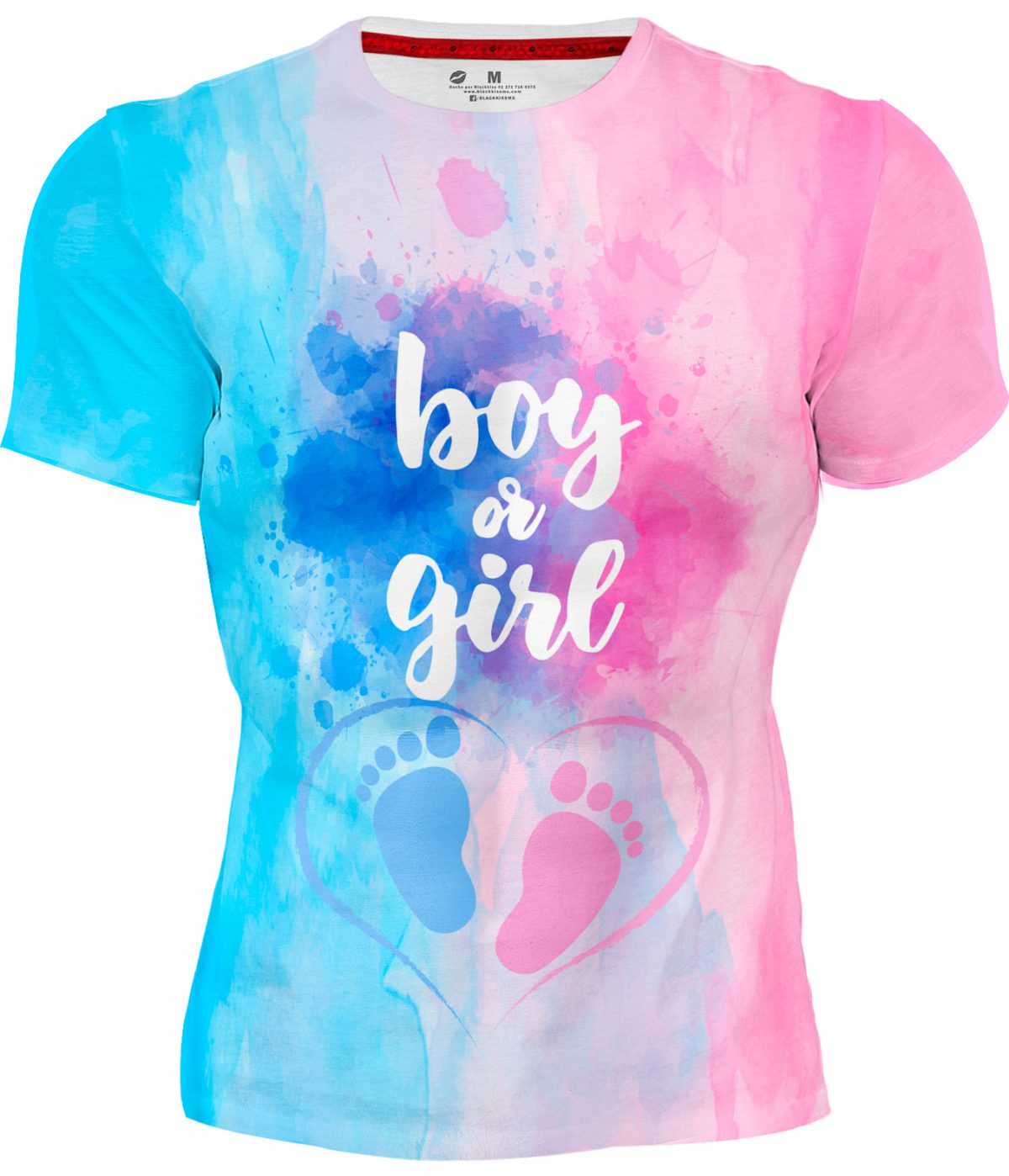 Playera Caballero Manga Corta Revelación Baby Acuarela Huellita A0011