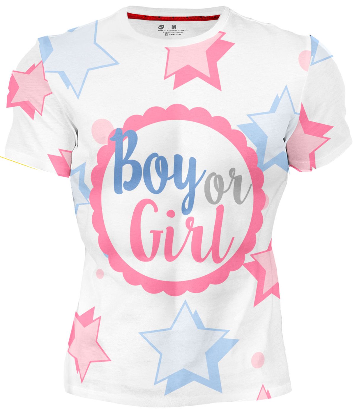Playera Caballero Manga Corta Revelación Baby Estrellas Rosa y Azul A0013
