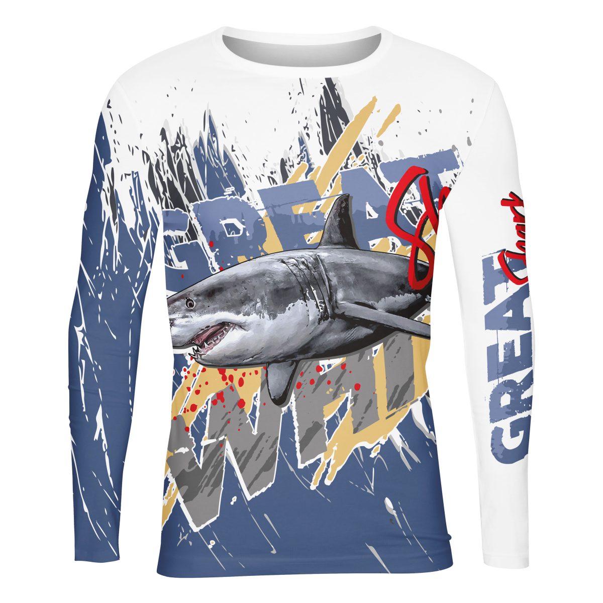 Playera Caballero Manga Larga Pesca Extrema Gran Tiburón Blanco A0022