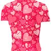 Playera Caballero Manga Corta Corazones San Valentín Patrón Rosa y Rojo A0032 - Imagen 2