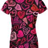 Playera Dama Manga Corta Dibujo y Trazos Corazones San Valentín A0033 - Imagen 2