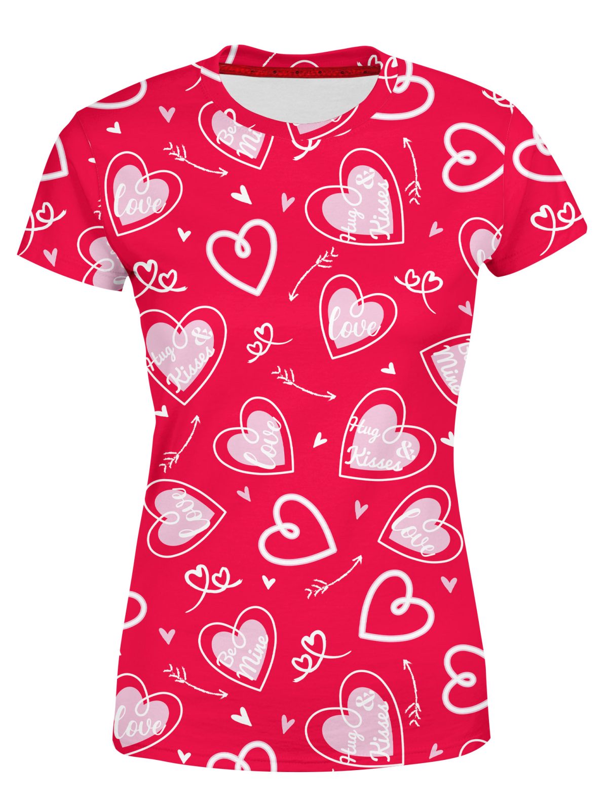 Playera Dama Manga Corta San Valentín Corazones Amor Abrazo Besos Be Mine A0034