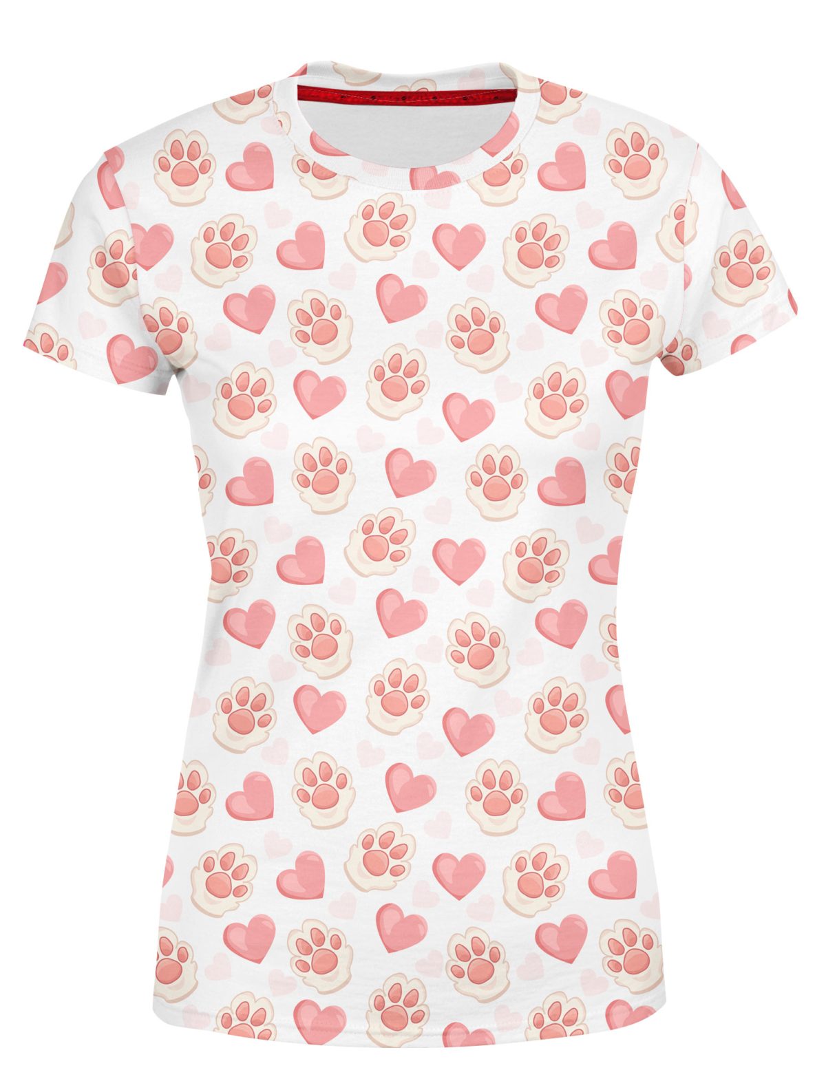 Playera Dama Manga Corta San Valentín Corazones y Huellitas A0037
