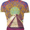 Playera Caballero Manga Corta Calendario Templo Maya Chichen Itza Morado A0042 - Imagen 2