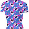 Playera Caballero Manga Corta Día de Muertos Calaverita con Flores Moradas y Rosa A0043 - Imagen 2