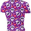 Playera Caballero Manga Corta Calaveras Dulce Patrón Morado Sombreros A0044 - Imagen 2
