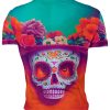 Playera Caballero Manga Corta Catrina con Sombrero en Azul y Naranja A0051 - Imagen 2