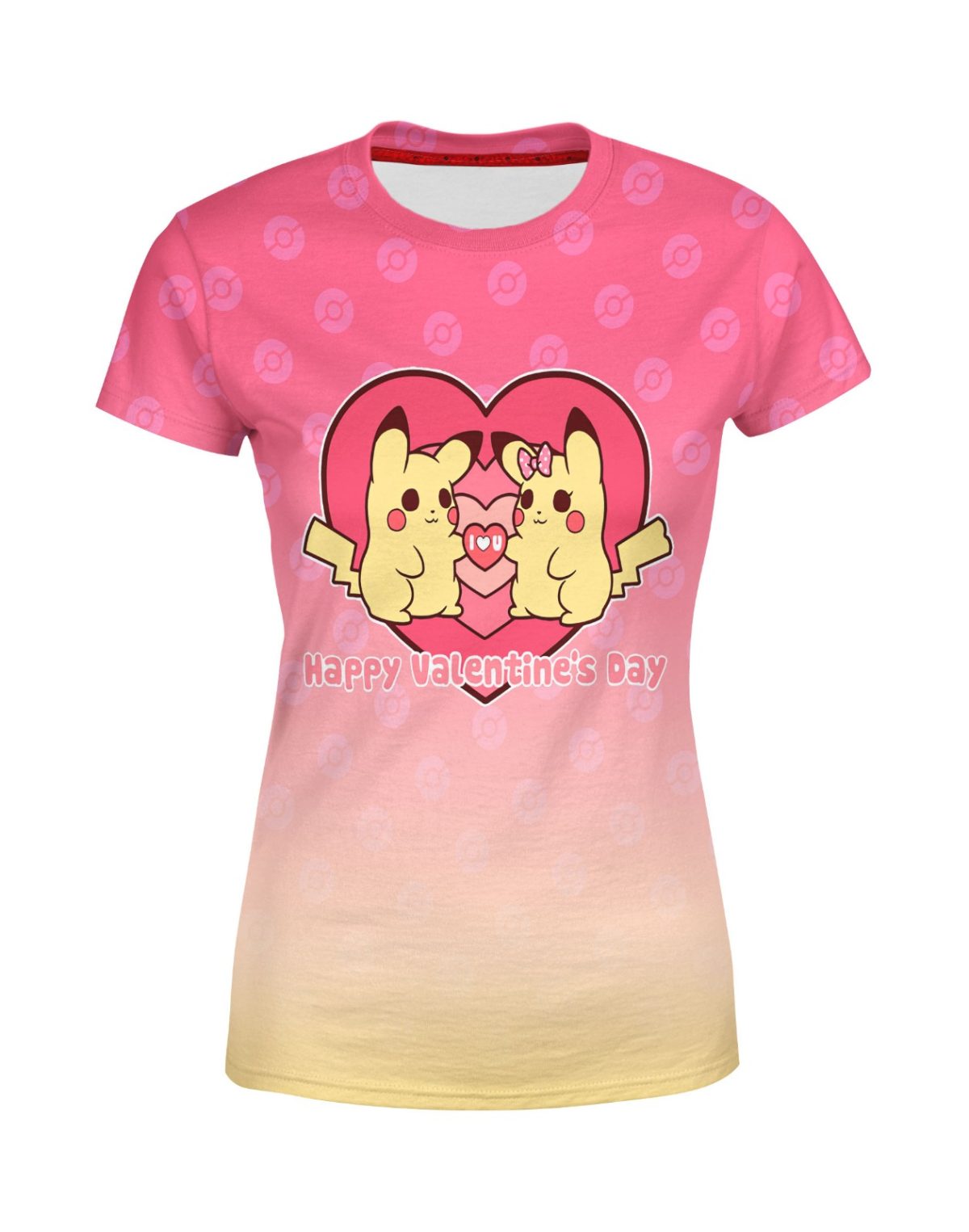 Playera Dama Manga Corta Pokémon Pikachu San Valentín E0016