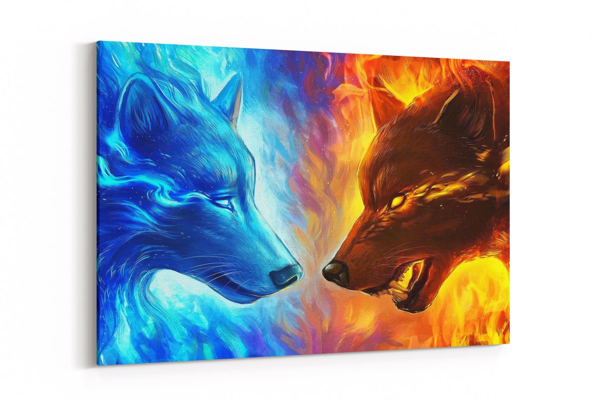 Cuadro Lobos Fuego Scene