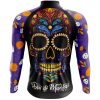 Jersey Ciclismo Manga Larga Maillot Mtb Día de Muertos Calavera de Colores Mangas Moradas C0003 - Imagen 2