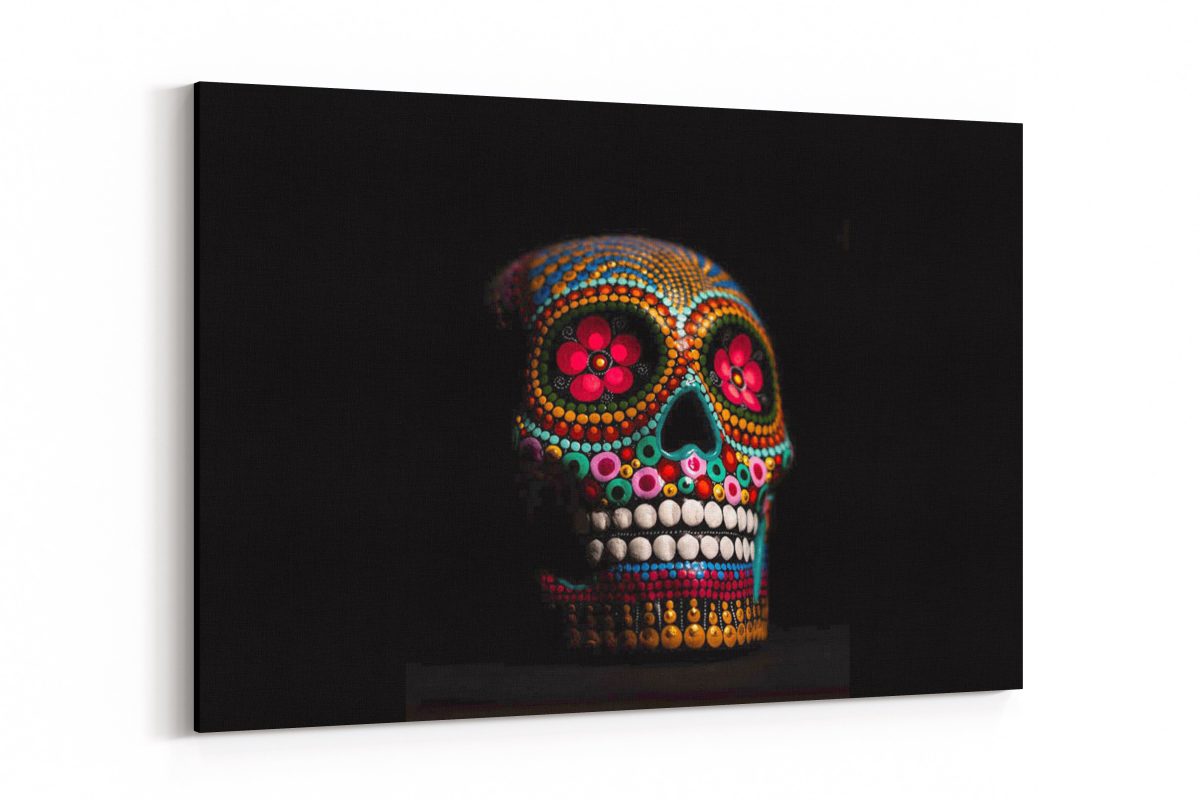 Cuadro Calavera Huichol Scene