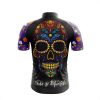 Jersey Ciclismo Manga Corta Maillot Mtb Día de Muertos Calavera de Colores Mangas Moradas C0003 - Imagen 2