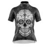 Jersey Ciclismo Manga Corta Maillot Mtb Calavera Blanca Fondo Negro C0008 - Imagen 3