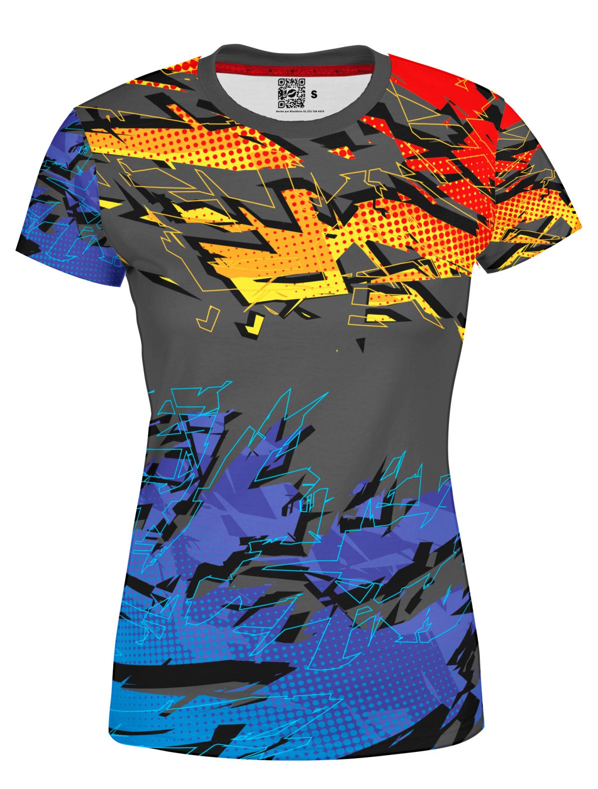 Playera Dama Manga Corta Rayos Azul Rojo L0014