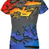 Playera Dama Manga Corta Rayos Azul Rojo L0014 - Imagen 2