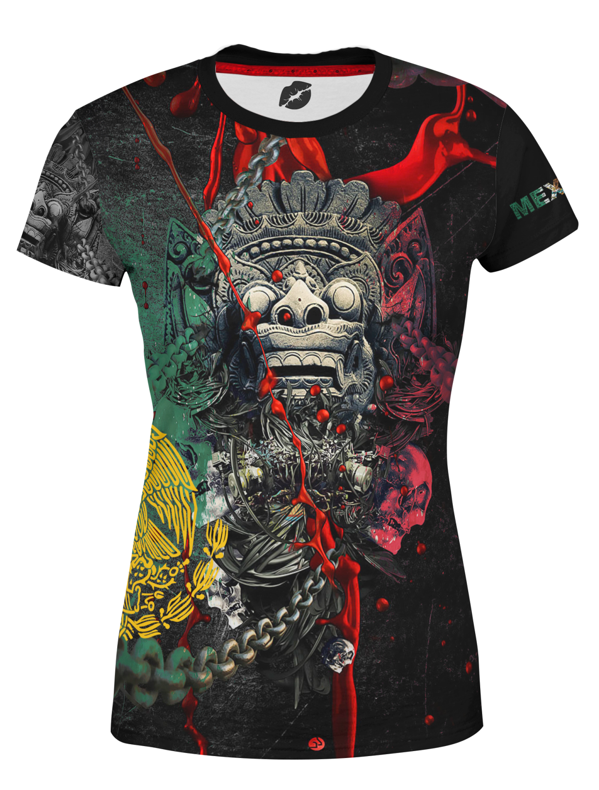 Playera Dama Manga Corta Viva México Estatua Cadenas C0047
