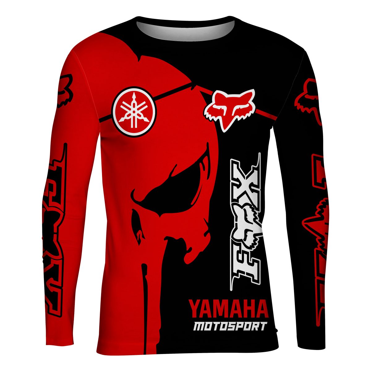 Playera Caballero Manga Larga Calavera Punisher Motocross A0054