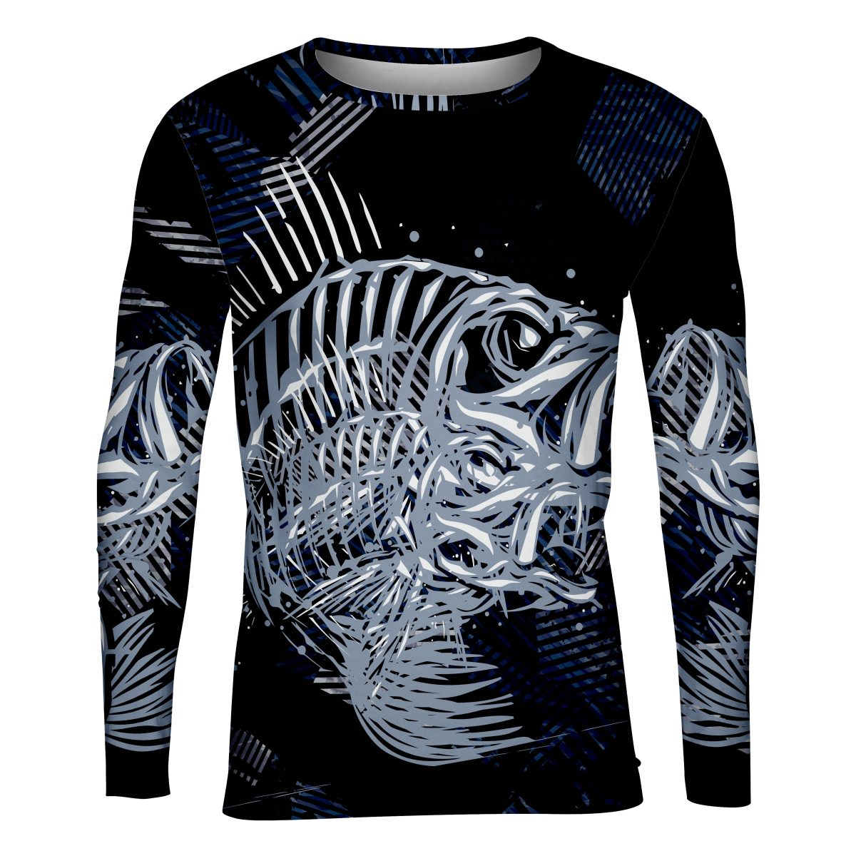 Playera Caballero Manga Larga Bass Fish Esqueleto A0059