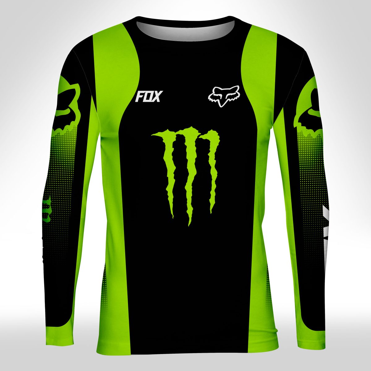 Playera Caballero Manga Larga Fox Monster Negro A0060