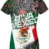 Playera Dama Manga Corta Viva México Bandera Manchas A0064 - Imagen 2
