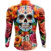 Jersey Ciclismo Manga Larga Maillot Mtb Calavera en Flores de Altar Blanco A0068 - Imagen 2