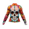 Jersey Ciclismo Manga Larga Maillot Mtb Calavera en Flores de Altar Blanco A0068 - Imagen 3