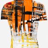 Playera Caballero Manga Corta Líneas Abstractas Arte Moderno - Imagen 2