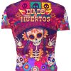 Playera Caballero Manga Corta Catrina con Trenzas Día de Muertos Altar A0067 - Imagen 2