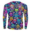 Playera Caballero Manga Larga Catrines Calaveritas Neón A0069 - Imagen 2