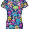Playera Dama Manga Corta Catrines Calaveritas Neón A0069 - Imagen 2
