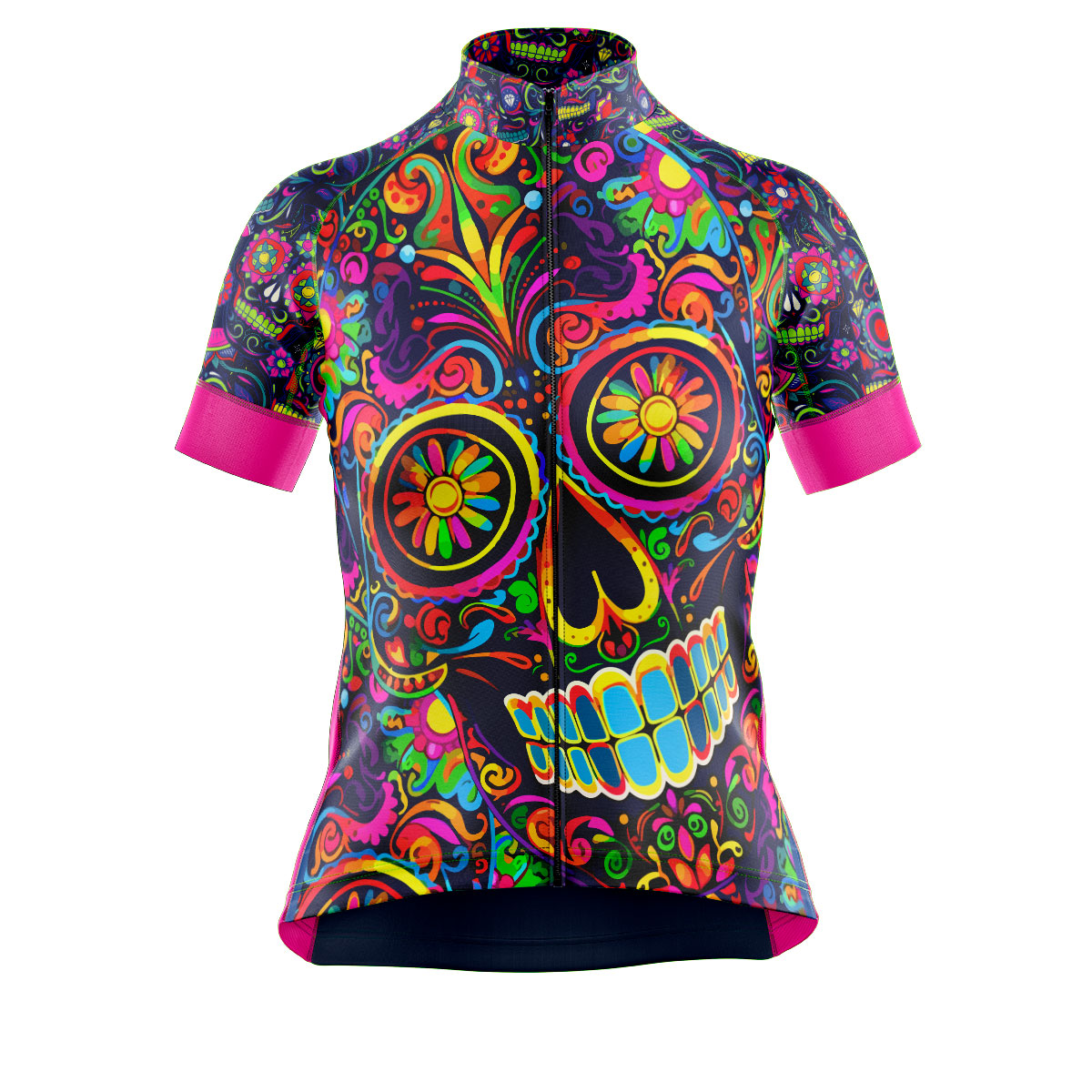 Jersey Ciclismo Manga Corta Maillot Mtb Catrina Colores Vibrantes Neón A0073 - Imagen 3