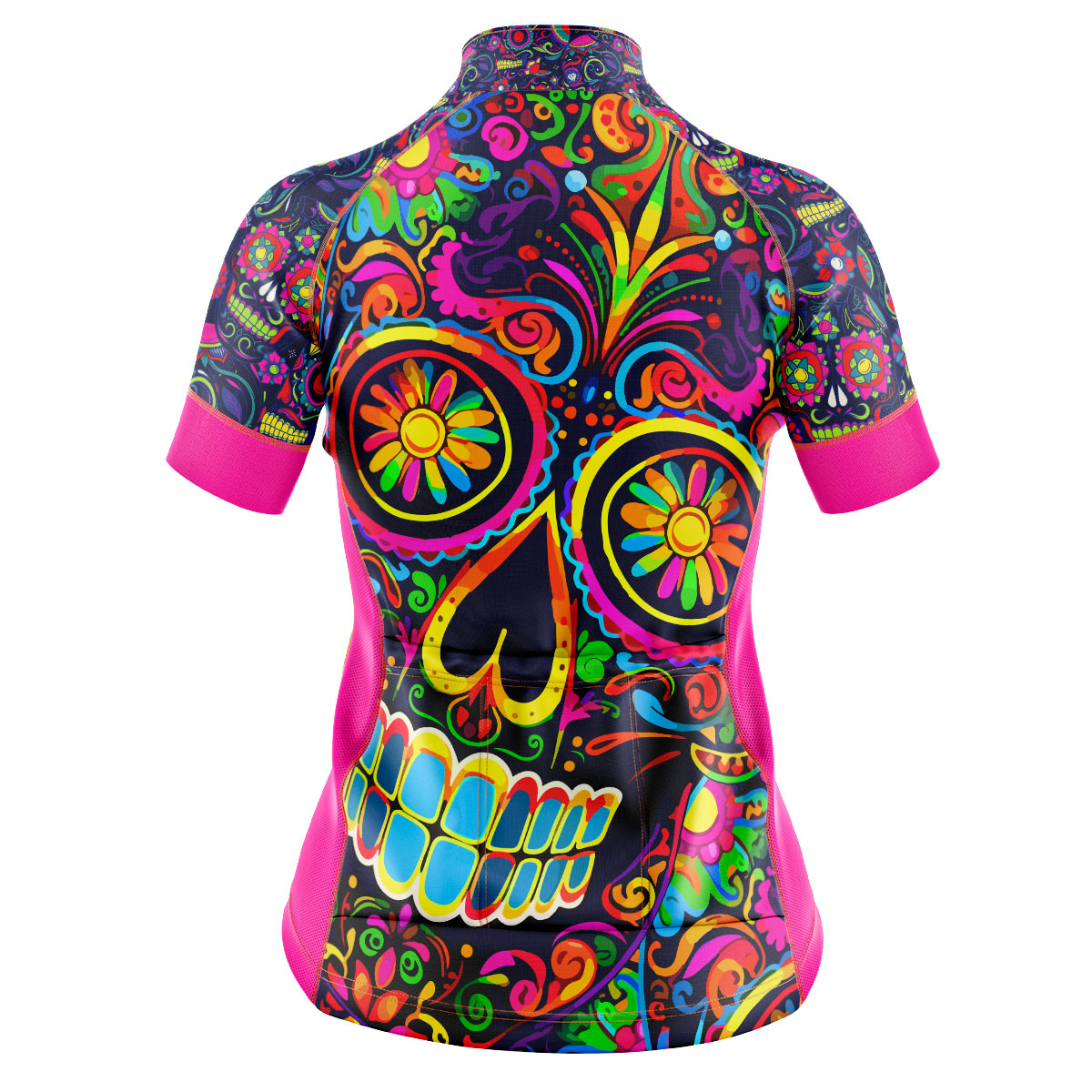 Jersey Ciclismo Manga Corta Maillot Mtb Catrina Colores Vibrantes Neón A0073 - Imagen 4