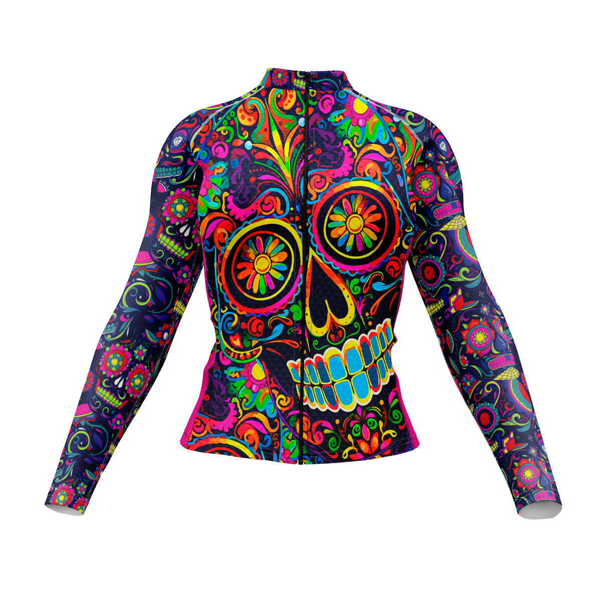 Jersey Ciclismo Manga Larga Maillot Mtb Catrina Colores Vibrantes Neón A0073 - Imagen 3