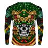 Playera Caballero Manga Larga Guerrero Quetzatcoatl Calavera A0074 - Imagen 2