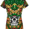 Playera Dama Manga Corta Guerrero Quetzatcoatl Calavera A0074 - Imagen 2