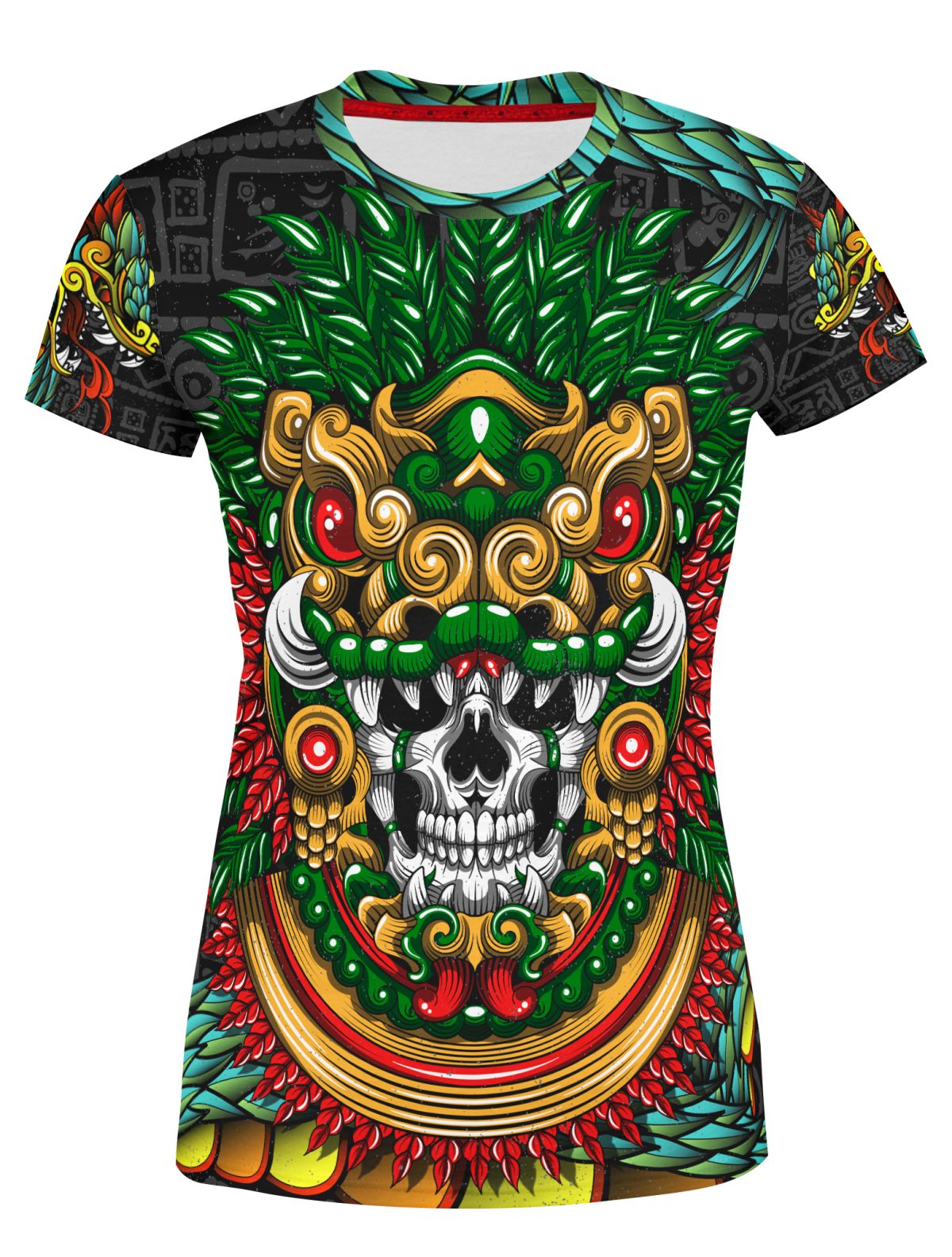Playera Dama Manga Corta Guerrero Quetzatcoatl Calavera A0074