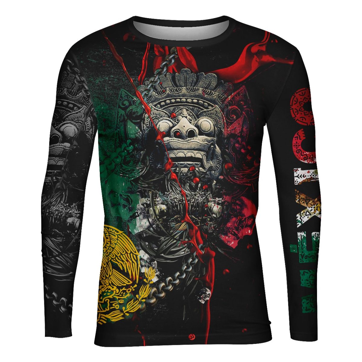Playera Caballero Manga Larga México Estatua Cadenas C0047