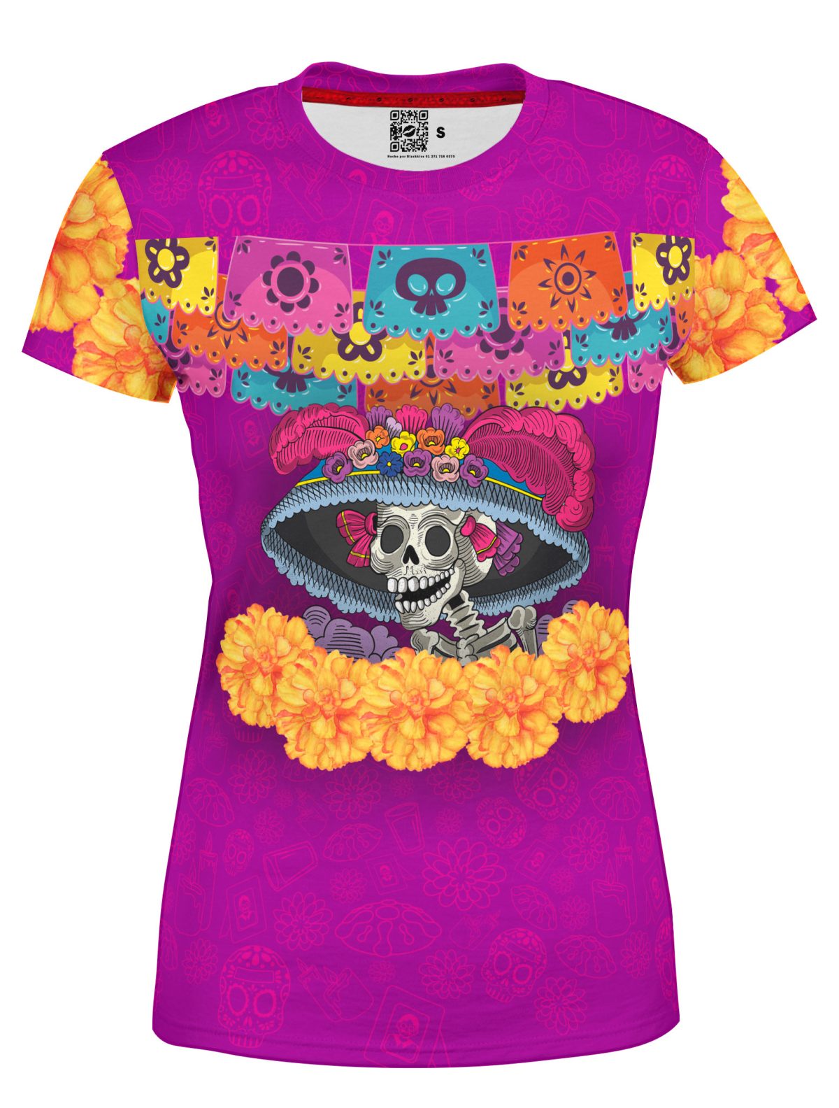 Playera Dama Manga Corta Catrina Tradicional L0055