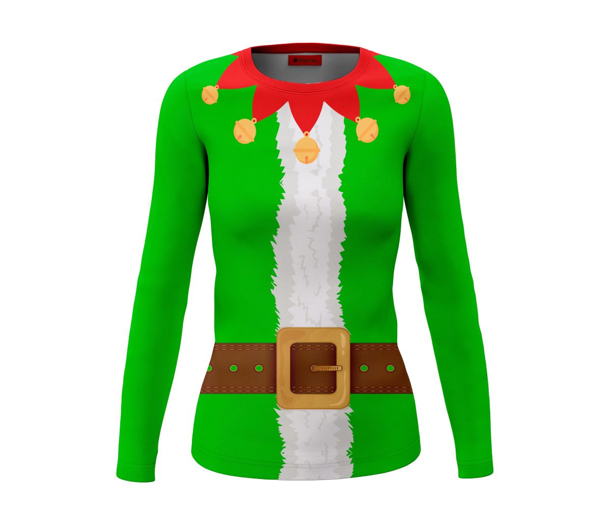 Playera Dama Manga Larga Elfo Navidad Duende A0077