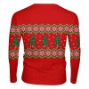 Playera Caballero Manga Larga Suéter Árboles de Navidad Rojo A0078 - Imagen 2