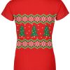 Playera Full Print Dama Suéter Árboles Navidad Rojo A0078 - Imagen 2