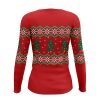 Playera Dama Manga Larga Suéter Árboles Navidad Rojo A0078 - Imagen 2
