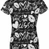 Playera Full Print Dama Te Amo Besos Negro C0069 - Imagen 2