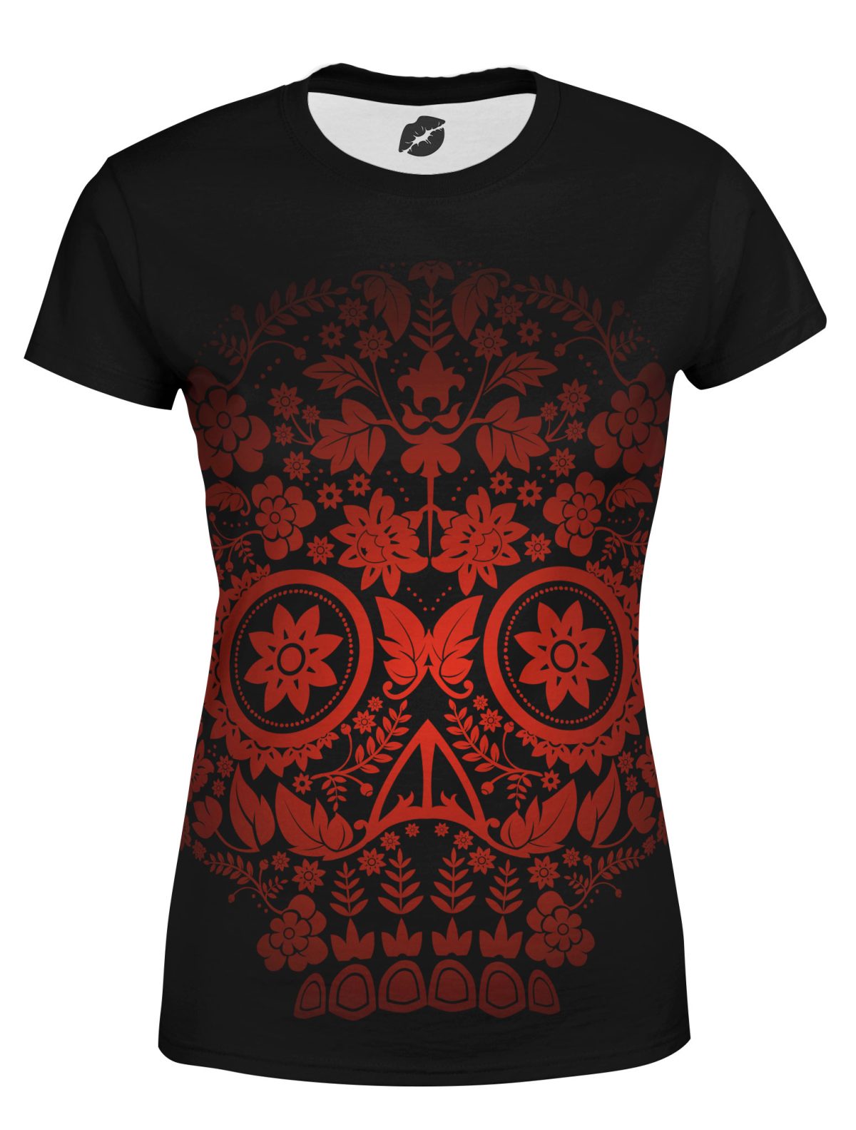 Playera Full Print Dama Cráneo Rojo C0057