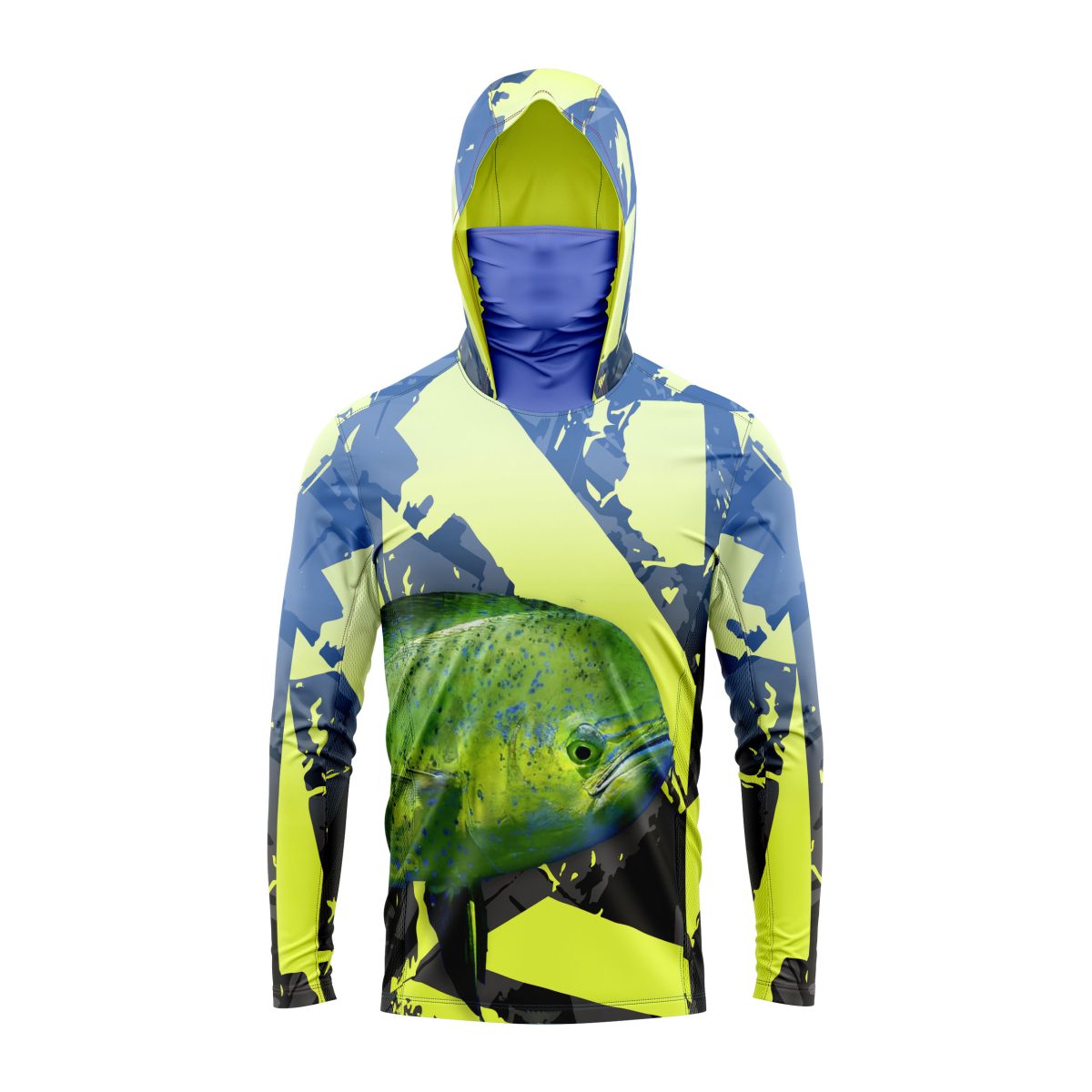 Jersey con Gorro y Bandana Pesca Pez Dorado Verde Fosfo Azul