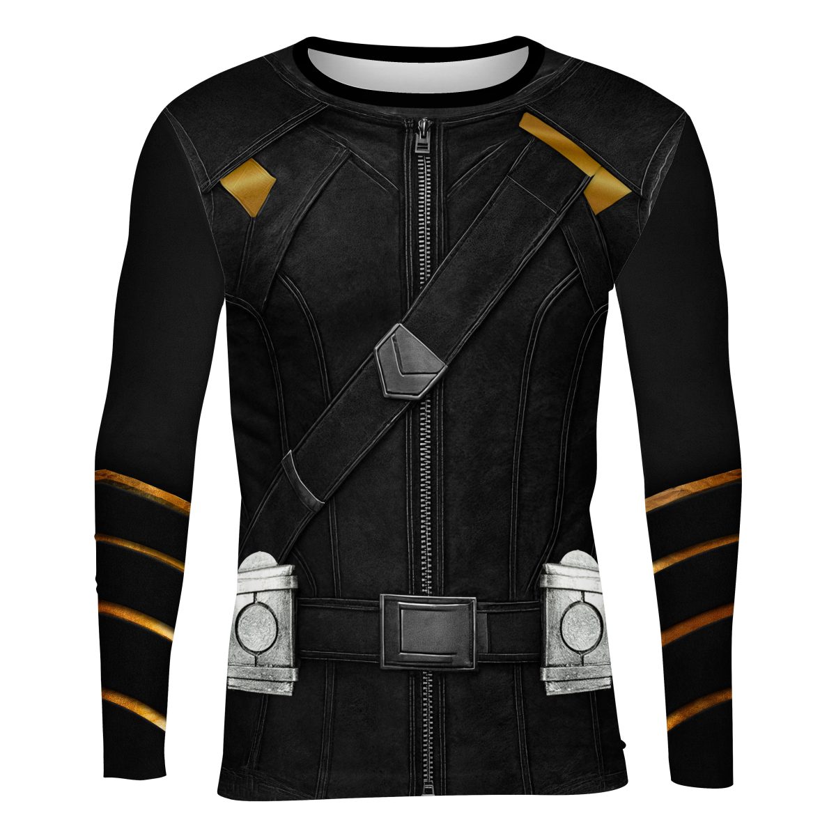 Playera Caballero Manga Larga Super Héroe Halcón Negro con Dorado A0105