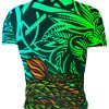 Playera Caballero Manga Corta Quetzalcoatl Neón Verde Azul A0093 - Imagen 2