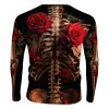 Playera Caballero Manga Larga Esqueleto con Rosas A0124 - Imagen 2